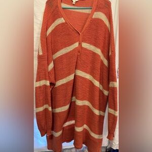 Terra & Sky Orange and Cream Knit Sweater size 20-22W